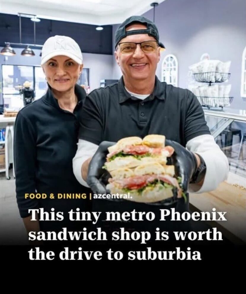 Adrian and Carmen of AGourmet Fine Sandwiches featured in the Arizona Republic